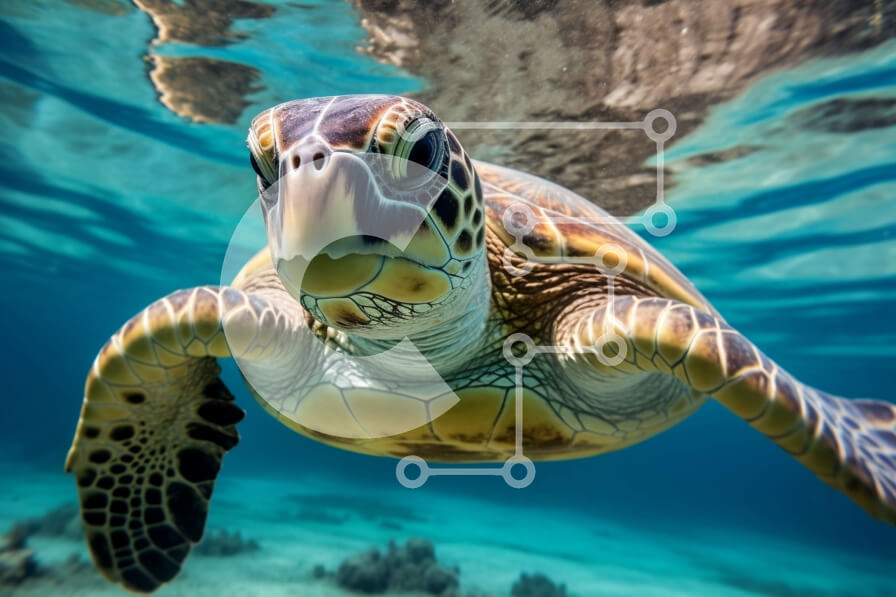 Intra Συλλεκτικό Ξύλινο Παζλ Plywood  4mm - Εκπληκτική εικόνα μιας θαλάσσιας χελώνας στο φυσικό της περιβάλλον Σε Ξύλινο Κουτί - Διαστάσεις: 10x10 cm – 25 κομμάτια