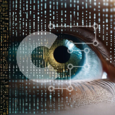 Intra Συλλεκτικό Ξύλινο Παζλ Plywood 4mm - Ψηφιακό μάτι με φόντο δυαδικού κώδικα Σε Ξύλινο Κουτί - Διαστάσεις Puzzle: 10x10 cm – 25 κομμάτια - Image 1