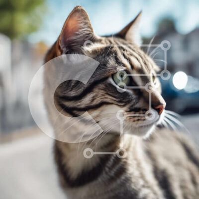 Intra Συλλεκτικό Ξύλινο Παζλ Plywood  4mm - Κοντινή όψη του προσώπου της ριγέ γάτας Σε Ξύλινο Κουτί - Διαστάσεις: 10x10 cm – 25 κομμάτια - Image 1