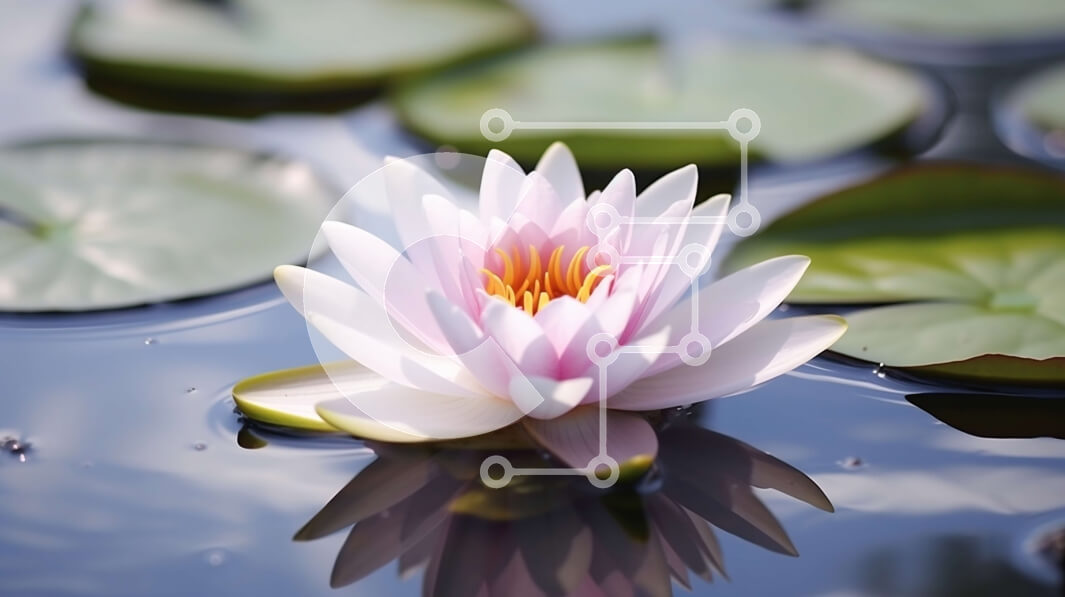 Intra Συλλεκτικό Ξύλινο Παζλ Plywood  4mm - Λευκό λουλούδι λωτού σε νερό με κρίνους Σε Ξύλινο Κουτί - Διαστάσεις: 10x10 cm – 25 κομμάτια