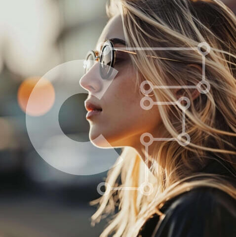 Intra Συλλεκτικό Ξύλινο Παζλ Plywood  4mm - Νεαρή γυναίκα που απολαμβάνει σε εξωτερικούς χώρους με θολό φόντο ηλιοβασιλέματος Σε Ξύλινο Κουτί - Διαστάσεις Puzzle: 10x10 cm – 25 κομμάτια - Image 1