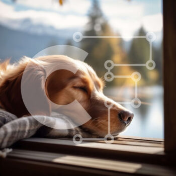 Intra Συλλεκτικό Ξύλινο Παζλ Plywood  4mm - Άνετη εικόνα ενός σκύλου που κοιμάται σε έναν καναπέ με θέα στο βουνό Σε Ξύλινο Κουτί - Διαστάσεις: 10x10 cm – 25 κομμάτια - Image 1