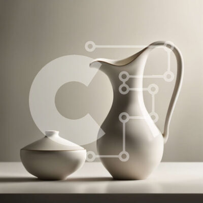 Intra Συλλεκτικό Ξύλινο Παζλ Plywood  4mm - Όμορφη λευκή κεραμική στάμνα και μπολ σε ένα τραπέζι Σε Ξύλινο Κουτί - Διαστάσεις Puzzle: 10x10 cm – 25 κομμάτια - Image 1