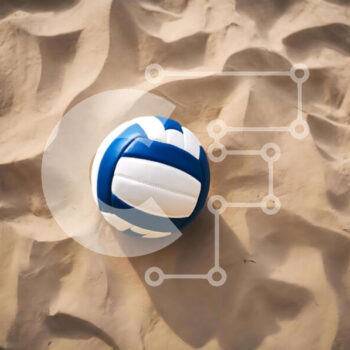 Intra Συλλεκτικό Ξύλινο Παζλ Plywood  4mm - Μπλε και άσπρη μπάλα βόλεϊ στην άμμο Σε Ξύλινο Κουτί - Διαστάσεις Puzzle: 10x10 cm – 25 κομμάτια - Image 1