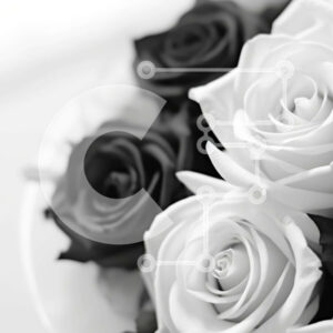 Intra Συλλεκτικό Ξύλινο Παζλ Plywood  4mm - Μπουκέτο ασπρόμαυρο τριαντάφυλλο σε ανοιχτό δοχείο Σε Ξύλινο Κουτί - Διαστάσεις Puzzle: 10x10 cm – 25 κομμάτια