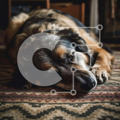 Intra Συλλεκτικό Ξύλινο Παζλ Plywood  4mm - Αξιολάτρευτη εικόνα ενός σκύλου που κοιμάται σε ένα χαλί με σχέδια Σε Ξύλινο Κουτί - Διαστάσεις: 10x10 cm – 25 κομμάτια - Image 1