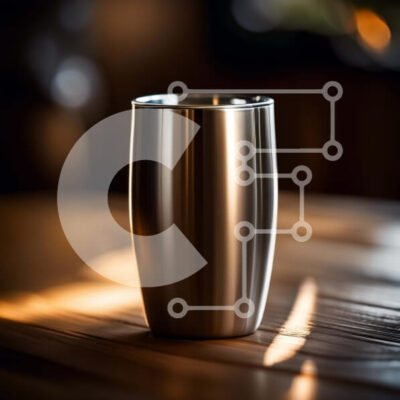 Intra Συλλεκτικό Ξύλινο Παζλ Plywood  4mm - Μοντέρνο ποτήρι από ανοξείδωτο ατσάλι σε ρουστίκ ξύλινο τραπέζι Σε Ξύλινο Κουτί - Διαστάσεις: 10x10 cm – 25 κομμάτια - Image 1