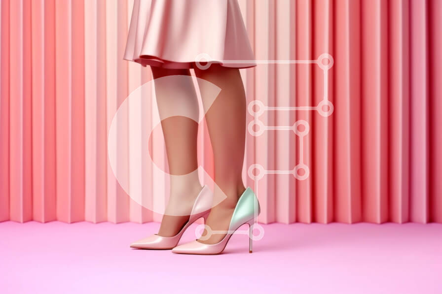 Intra Συλλεκτικό Ξύλινο Παζλ Plywood  4mm - Κομψή γυναίκα με ροζ φόρεμα και ψηλοτάκουνα σε ριγέ φόντο Σε Ξύλινο Κουτί - Διαστάσεις Puzzle: 10x10 cm – 25 κομμάτια