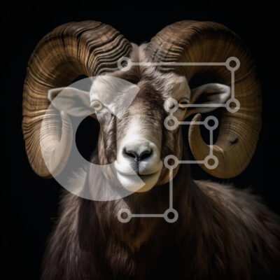 Intra Συλλεκτικό Ξύλινο Παζλ Plywood  4mm - Όμορφη εικόνα ενός καφέ κριού με σγουρά κέρατα Σε Ξύλινο Κουτί - Διαστάσεις: 10x10 cm – 25 κομμάτια - Image 1