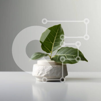 Intra Συλλεκτικό Ξύλινο Παζλ Plywood  4mm - Μινιμαλιστική διακόσμηση σπιτιού: Μικρό φυτό σε γλάστρα σε λευκό τραπέζι Σε Ξύλινο Κουτί - Διαστάσεις Puzzle: 10x10 cm – 25 κομμάτια - Image 1