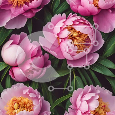 Intra Συλλεκτικό Ξύλινο Παζλ Plywood  4mm - Χωρίς ραφή πρότυπο ροζ παιώνιες με πράσινα φύλλα Σε Ξύλινο Κουτί - Διαστάσεις: 10x10 cm – 25 κομμάτια - Image 1