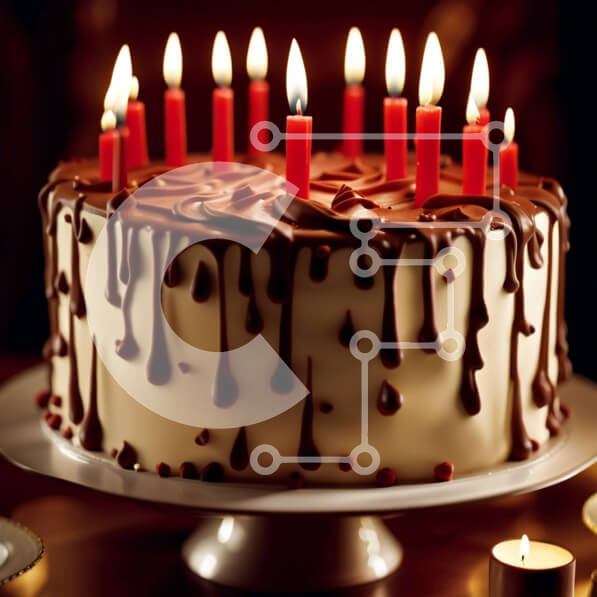 Intra Συλλεκτικό Ξύλινο Παζλ Plywood  4mm - Εορταστική τούρτα γενεθλίων με αναμμένα κεριά στην κορυφή Σε Ξύλινο Κουτί - Διαστάσεις: 10x10 cm – 25 κομμάτια