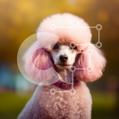 Intra Συλλεκτικό Ξύλινο Παζλ Plywood  4mm - Όμορφη εικόνα ενός ροζ κανίς με χνουδωτό κούρεμα και ροζ γιακά Σε Ξύλινο Κουτί - Διαστάσεις: 10x10 cm – 25 κομμάτια - Image 1