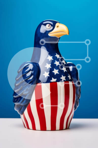 Intra Συλλεκτικό Ξύλινο Παζλ Plywood  4mm - Κεραμικός αετός με σχέδιο αμερικανικής σημαίας Σε Ξύλινο Κουτί - Διαστάσεις: 10x10 cm – 25 κομμάτια