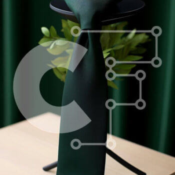 Intra Συλλεκτικό Ξύλινο Παζλ Plywood  4mm - Πράσινη γραβάτα σε κομψό μαύρο σταντ με φυτό σε γλάστρα Σε Ξύλινο Κουτί - Διαστάσεις Puzzle: 10x10 cm – 25 κομμάτια - Image 1