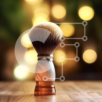 Intra Συλλεκτικό Ξύλινο Παζλ Plywood  4mm - Vintage βούρτσα ξυρίσματος σε παλιό ξύλινο τραπέζι με θολά φώτα φόντο Σε Ξύλινο Κουτί - Διαστάσεις: 10x10 cm – 25 κομμάτια - Image 1