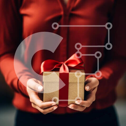 Intra Συλλεκτικό Ξύλινο Παζλ Plywood  4mm - Ενθουσιασμός δώρων - Γυναίκα με κόκκινο κουτί δώρου Σε Ξύλινο Κουτί - Διαστάσεις: 10x10 cm – 25 κομμάτια - Image 1