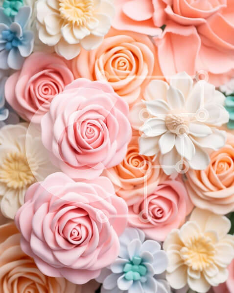 Intra Συλλεκτικό Ξύλινο Παζλ Plywood  4mm - Κοντινό πλάνο με ζωηρή λουλουδάτη διάταξη Σε Ξύλινο Κουτί - Διαστάσεις: 10x10 cm – 25 κομμάτια