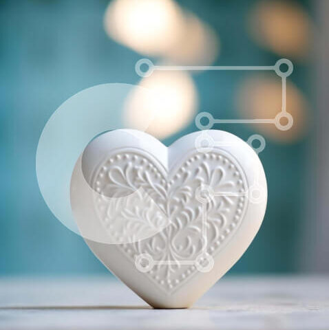 Intra Συλλεκτικό Ξύλινο Παζλ Plywood 4mm - Λευκό αντικείμενο σε σχήμα καρδιάς σε ημιτελές ξύλινο τραπέζι Σε Ξύλινο Κουτί - Διαστάσεις: 10x10 cm – 25 κομμάτια - Image 1