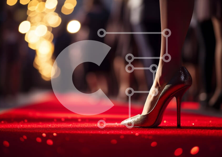 Intra Συλλεκτικό Ξύλινο Παζλ Plywood  4mm - Γυναίκα με ψηλά τακούνια στο κόκκινο χαλί σε εκδήλωση Σε Ξύλινο Κουτί - Διαστάσεις Puzzle: 10x10 cm – 25 κομμάτια