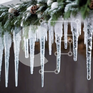 Intra Συλλεκτικό Ξύλινο Παζλ Plywood  4mm - Γιρλάντα διακοπών με παγάκια και κουκουνάρια Σε Ξύλινο Κουτί - Διαστάσεις: 10x10 cm – 25 κομμάτια