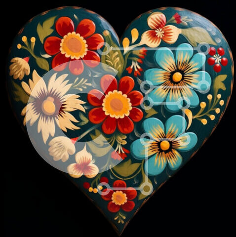 Intra Συλλεκτικό Ξύλινο Παζλ Plywood  4mm - Ξύλινο κουτί σε σχήμα καρδιάς διακοσμημένο με πολύχρωμα λουλούδια Σε Ξύλινο Κουτί - Διαστάσεις Puzzle: 10x10 cm – 25 κομμάτια - Image 1