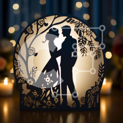 Intra Συλλεκτικό Ξύλινο Παζλ Plywood 4mm - Ρομαντικό χάρτινο ζευγάρι σιλουέτας στο δάσος με κεριά Σε Ξύλινο Κουτί - Διαστάσεις Puzzle: 10x10 cm – 25 κομμάτια - Image 1