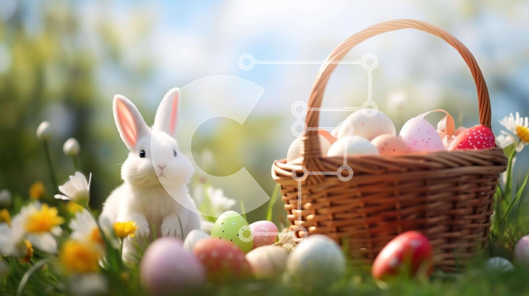 Intra Συλλεκτικό Ξύλινο Παζλ Plywood  4mm - Πασχαλινό λαγουδάκι με πασχαλινό καλάθι και ανοιξιάτικα λουλούδια Σε Ξύλινο Κουτί - Διαστάσεις Puzzle: 10x10 cm – 25 κομμάτια