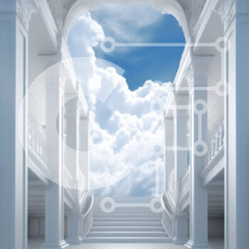 Intra Συλλεκτικό Ξύλινο Παζλ Plywood  4mm - Μεγάλη Λευκή Μαρμάρινη Σκάλα που οδηγεί στα Σύννεφα Σε Ξύλινο Κουτί - Διαστάσεις Puzzle: 10x10 cm – 25 κομμάτια - Image 1