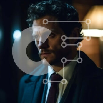 Intra Συλλεκτικό Ξύλινο Παζλ Plywood  4mm - Σοβαρός επιχειρηματίας που σκέφτεται σημαντικό θέμα σε δωμάτιο με χαμηλό φωτισμό Σε Ξύλινο Κουτί - Διαστάσεις Puzzle: 10x10 cm – 25 κομμάτια - Image 1