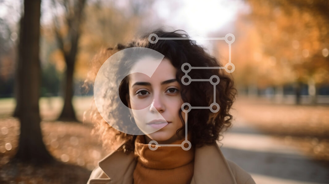 Intra Συλλεκτικό Ξύλινο Παζλ Plywood  4mm - Φθινοπωρινό πορτρέτο νεαρής γυναίκας με μαύρισμα παλτό και καφέ μαντήλι Σε Ξύλινο Κουτί - Διαστάσεις Puzzle: 10x10 cm – 25 κομμάτια