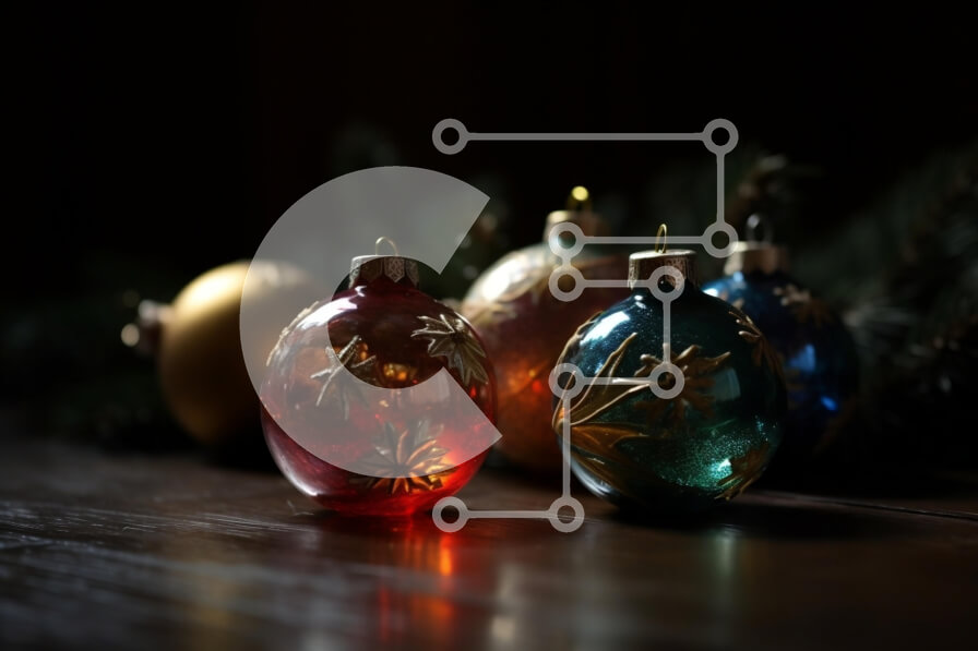 Intra Συλλεκτικό Ξύλινο Παζλ Plywood  4mm - Εορταστική εικόνα με χριστουγεννιάτικα στολίδια σε κλαδί δέντρου Σε Ξύλινο Κουτί - Διαστάσεις: 10x10 cm – 25 κομμάτια