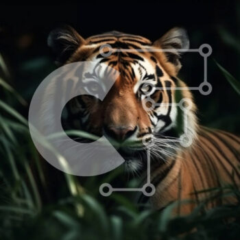 Intra Συλλεκτικό Ξύλινο Παζλ Plywood  4mm - Fierce Tiger in the Jungle - Ασπρόμαυρη Φωτογραφία Σε Ξύλινο Κουτί - Διαστάσεις: 10x10 cm – 25 κομμάτια - Image 1