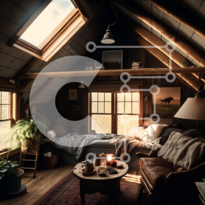 Intra Συλλεκτικό Ξύλινο Παζλ Plywood  4mm - Άνετη ξύλινη καμπίνα με ρουστίκ διακόσμηση και υπνοδωμάτιο σοφίτας Σε Ξύλινο Κουτί - Διαστάσεις Puzzle: 10x10 cm – 25 κομμάτια - Image 1