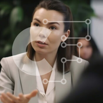 Intra Συλλεκτικό Ξύλινο Παζλ Plywood  4mm - Επιτυχημένη γυναίκα που ηγείται μιας συνάντησης με την ομάδα της Σε Ξύλινο Κουτί - Διαστάσεις Puzzle: 10x10 cm – 25 κομμάτια - Image 1