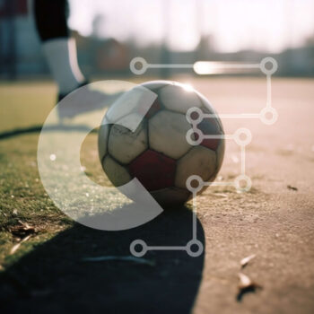 Intra Συλλεκτικό Ξύλινο Παζλ Plywood  4mm - Μπάλα ποδοσφαίρου σε ένα πράσινο γήπεδο - Φωτογραφία Αρχείου Σε Ξύλινο Κουτί - Διαστάσεις Puzzle: 10x10 cm – 25 κομμάτια - Image 1