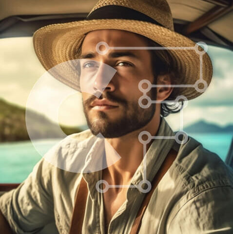 Intra Συλλεκτικό Ξύλινο Παζλ Plywood  4mm - Vintage αυτοκίνητο παρκαρισμένο δίπλα στο σώμα του νερού με βουνά στο φόντο Σε Ξύλινο Κουτί - Διαστάσεις Puzzle: 10x10 cm – 25 κομμάτια - Image 1