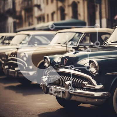 Intra Συλλεκτικό Ξύλινο Παζλ Plywood 4mm - Vintage αυτοκίνητα στην οθόνη σε αστικό περιβάλλον Σε Ξύλινο Κουτί - Διαστάσεις Puzzle: 10x10 cm – 25 κομμάτια - Image 1