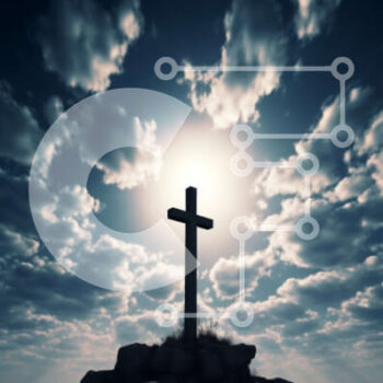 Intra Συλλεκτικό Ξύλινο Παζλ Plywood  4mm - Μοναχικός σταυρός σε έναν βραχώδη λόφο κάτω από έναν καθαρό μπλε ουρανό - Φωτογραφία Αρχείου Σε Ξύλινο Κουτί - Διαστάσεις Puzzle: 10x10 cm – 25 κομμάτια - Image 1