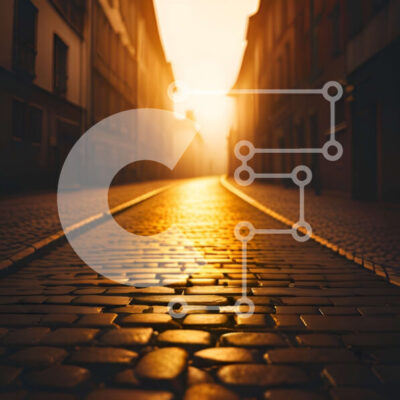 Intra Συλλεκτικό Ξύλινο Παζλ Plywood  4mm - Όμορφη εικόνα της Cobblestone Street στην παλιά πόλη στο ηλιοβασίλεμα Σε Ξύλινο Κουτί - Διαστάσεις Puzzle: 10x10 cm – 25 κομμάτια - Image 1