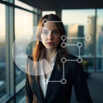 Intra Συλλεκτικό Ξύλινο Παζλ Plywood  4mm - Επιχειρηματίας με αυτοπεποίθηση με θέα στον ορίζοντα της πόλης στο παρασκήνιο Σε Ξύλινο Κουτί - Διαστάσεις Puzzle: 10x10 cm – 25 κομμάτια - Image 1