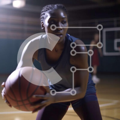 Intra Συλλεκτικό Ξύλινο Παζλ Plywood  4mm - Νεαρή Αφροαμερικανή που κρατά το μπάσκετ με αποφασιστικότητα Σε Ξύλινο Κουτί - Διαστάσεις Puzzle: 10x10 cm – 25 κομμάτια - Image 1