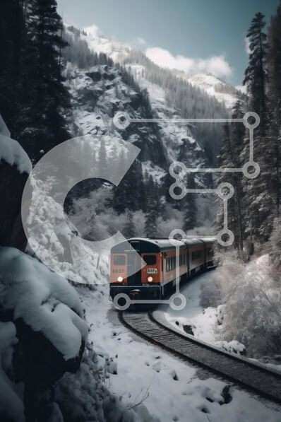 Intra Συλλεκτικό Ξύλινο Παζλ Plywood  4mm - Τρένο στα χιονισμένα βουνά Στοκ Φωτογραφία Σε Ξύλινο Κουτί - Διαστάσεις Puzzle: 10x10 cm – 25 κομμάτια