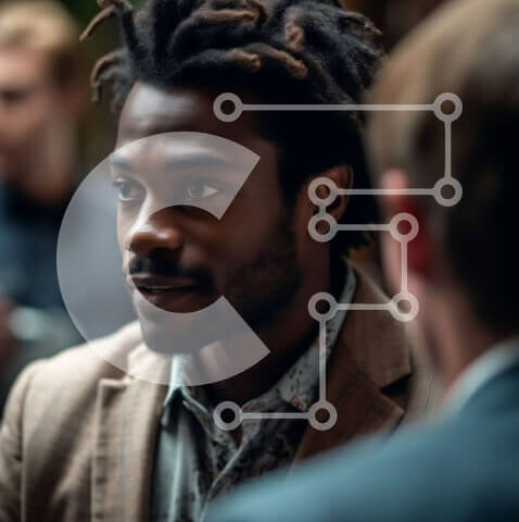 Intra Συλλεκτικό Ξύλινο Παζλ Plywood  4mm - Κομψός άνδρας με Dreadlocks σε ένα πολυσύχναστο μέρος Σε Ξύλινο Κουτί - Διαστάσεις Puzzle: 10x10 cm – 25 κομμάτια - Image 1