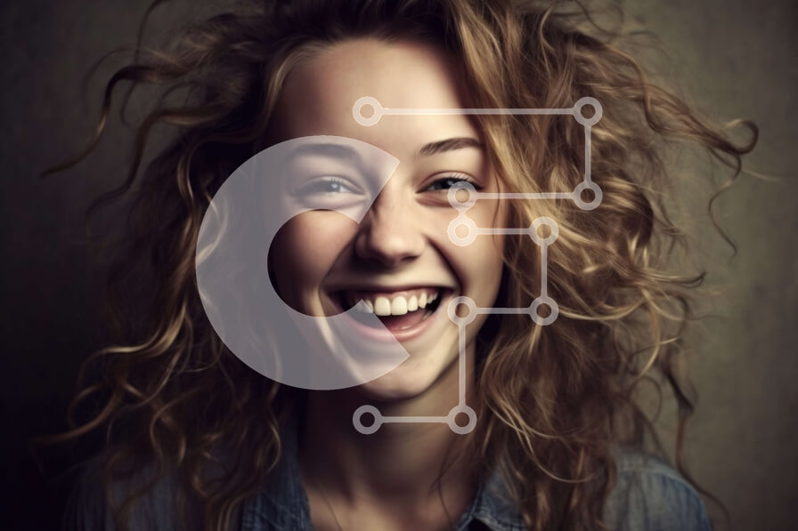 Intra Συλλεκτικό Ξύλινο Παζλ Plywood  4mm - Όμορφο πορτρέτο μιας νεαρής γυναίκας με σγουρά μαλλιά και τζιν πουκάμισο Σε Ξύλινο Κουτί - Διαστάσεις Puzzle: 10x10 cm – 25 κομμάτια