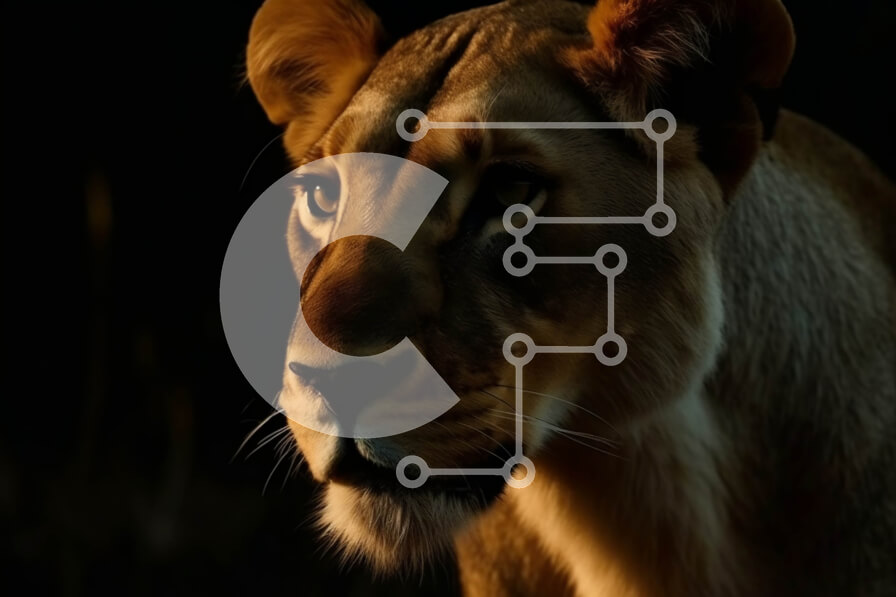 Intra Συλλεκτικό Ξύλινο Παζλ Plywood  4mm - Όμορφη εικόνα μιας λέαινας στο σκοτάδι Σε Ξύλινο Κουτί - Διαστάσεις: 10x10 cm – 25 κομμάτια