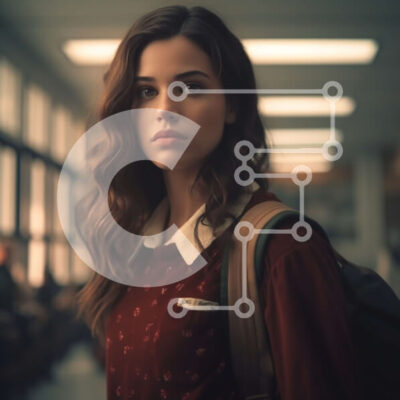 Intra Συλλεκτικό Ξύλινο Παζλ Plywood  4mm - Κομψός μαθητής με κόκκινο πουλόβερ που στέκεται στο διάδρομο του σχολείου Σε Ξύλινο Κουτί - Διαστάσεις Puzzle: 10x10 cm – 25 κομμάτια - Image 1