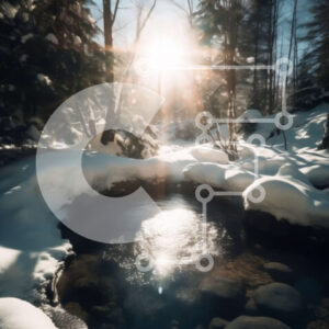 Intra Συλλεκτικό Ξύλινο Παζλ Plywood  4mm - Όμορφη εικόνα μιας μικρής λίμνης σε ένα χιονισμένο δάσος Σε Ξύλινο Κουτί - Διαστάσεις: 10x10 cm – 25 κομμάτια