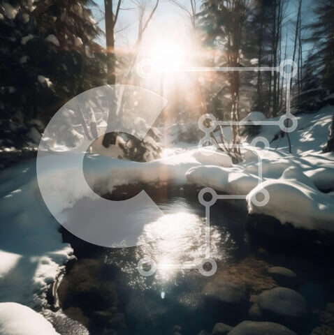 Intra Συλλεκτικό Ξύλινο Παζλ Plywood 4mm - Όμορφη εικόνα μιας μικρής λίμνης σε ένα χιονισμένο δάσος Σε Ξύλινο Κουτί - Διαστάσεις: 10x10 cm – 25 κομμάτια - Image 1