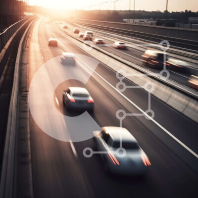 Intra Συλλεκτικό Ξύλινο Παζλ Plywood  4mm - Όμορφη θέα στο ηλιοβασίλεμα των πολλαπλών λωρίδων κυκλοφορίας σε έναν πολυσύχναστο αυτοκινητόδρομο Σε Ξύλινο Κουτί - Διαστάσεις Puzzle: 10x10 cm – 25 κομμάτια - Image 1